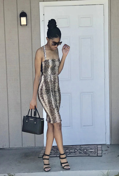 Take Me to Da’ Club -Sexy Cheetah Strap Dress - AlamodBoutique